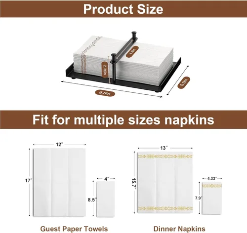 Miniatura 4 de Servilletero plano para mesa, dispensador de servilletas de cocina, bandeja para toallas de invitados, bandeja rectangular para comedor, facturas