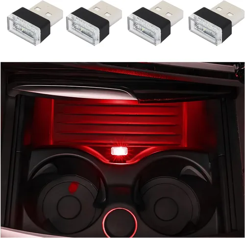 Miniatura 9 de Dickno 7 PCS Lámpara de Ambiente Interior de Coche LED USB, Mini Luz Nocturna LED Portátil, Kit de Iluminación Ambiental de Maletero con Interfaz