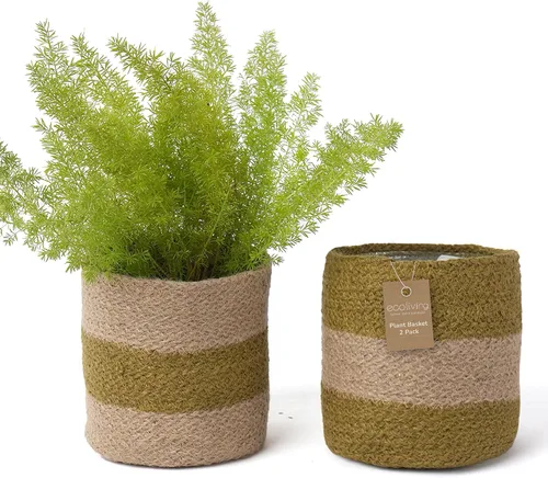 Miniatura 15 de Cesta de maceta de yute - Cubiertas de cuerda de yute tejidas para decorar suculentas de interior/exterior, macetas pequeñas - Juego de 2