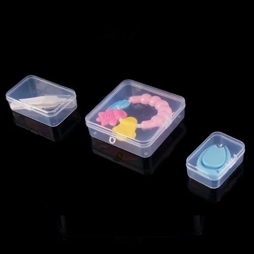 Miniatura 2 de 18 unidades (3 tamaños), caja rectangular de plástico transparente con tapa para artículos, píldoras, hierbas, productos para bebés, cuentas, joyas