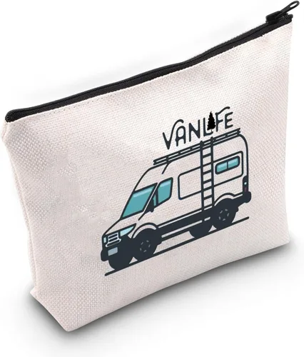 POFULL Bolsa de cosméticos Camper Life, regalo para viajeros, amantes de la naturaleza, regalo para amantes de la caravana, regalo para entusiastas