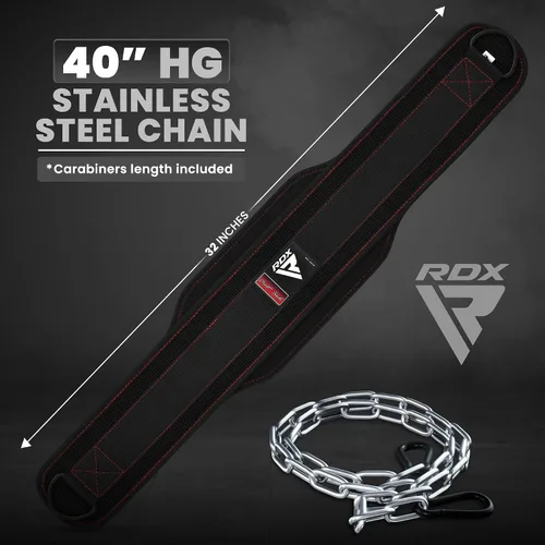 Miniatura 3 de RDX Cinturón de inmersión para levantamiento de pesas, cadena de acero ajustable de 36 pulgadas, cinturón de inmersión, entrenamiento de gimnasio