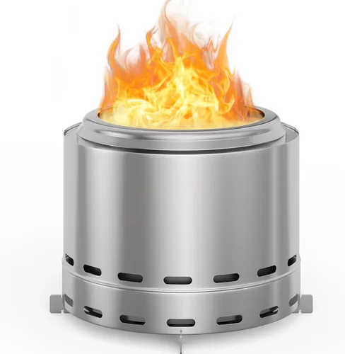 ROOMTEC Fogata sin humo de 15 pulgadas, hoguera portátil de leña con soporte y bolsa, hoguera fácil de limpiar con cenicero extraíble, chimeneas de