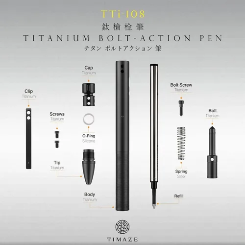 Miniatura 4 de WANERSEN Rotulador de titanio con punta de perno y vidrio de tungsteno, 5.5 pulgadas, negro-dorado