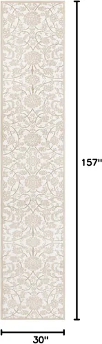 Miniatura 2 de Unique Loom Colección Rushmore Alfombra de Área - Taft (2' 6" x 13' 1" Corredor, Blanco Nieve/Beige)