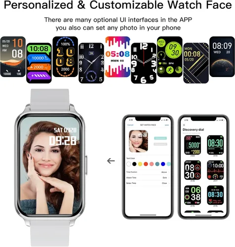 Miniatura 7 de Smart Watch Fitness Tracker Make/Answer Calls for Women Men with Heart Rate Blood Oxygen Sleep Monitor Sports Modes Step Calorie Counter IP68 Gris