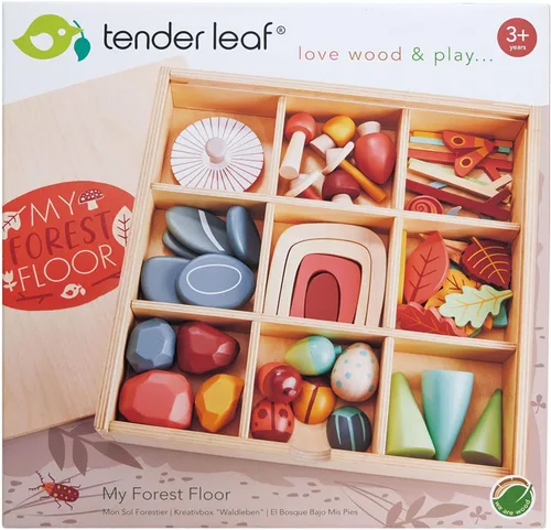 Miniatura 7 de Tender Leaf Toys My Forest Floor - Bandeja de madera abierta para Tinker con compartimentos extraíbles, juguete Montessori para juegos imaginativos