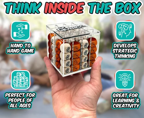 Miniatura 3 de Qubic4, un juego único de 4 en fila, juego de mesa de estrategia 3D para el pensamiento crítico. El juego de cuadrícula clásico en un elegante cubo