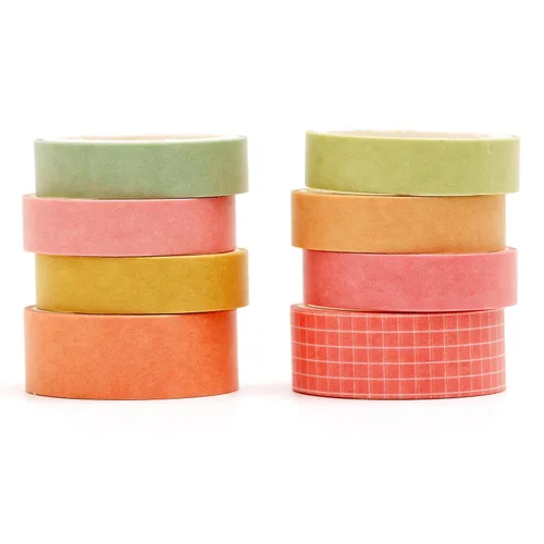 Miniatura 13 de YUBBAEX - Juego de 8 rollos de cinta adhesiva básica Washi de color sólido con cuadrícula, cinta adhesiva decorativa para arte, manualidades DIY