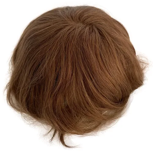 Miniatura 6 de Voloria Toupee para hombre ultra fina piel PU hombres postizo europeo virgen cabello humano reemplazo piezas 10x8inch 7 color marrón claro
