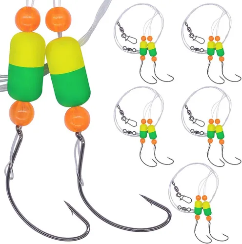 Miniatura 9 de Aparejos Pompano para Pesca de Surf en Agua Salada con Gancho de Doble Círculo y Espacio Amplio - Juego de 6 Accesorios de Pesca de Surf Paquete
