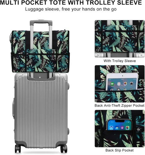 Miniatura 5 de HAWEE Bolsa de mano utilitaria con compartimento para portátil, funda de equipaje con cremallera, multibolsillo, bolso de hombro