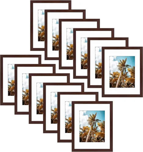 Miniatura 92 de Frametory, Marco de fotos de 11 x 14 pulgadas con paspartú para fotos de 8 x 10 pulgadas, moldeado ancho de vidrio de alta definición, accesorios