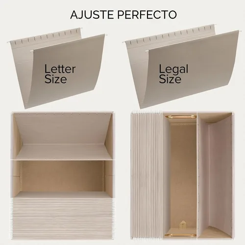 Miniatura 5 de ZICOTO Caja organizadora decorativa de archivos, juego de 2 archivadores plegables de lino con asas, perfectos para almacenar todos tus documentos