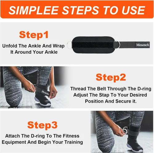 Miniatura 4 de Correas de tobillo para accesorios de máquina de cable, tobillera de gimnasio para patadas, entrenamientos de glúteos, ideal para extensiones