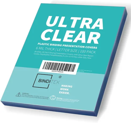 Miniatura 27 de Binditek paquete de 50 portadas de encuadernación transparentes de PVC de 8 mil, 11 x 17 pulgadas, tamaño tabloide, esquinas cuadradas, sin