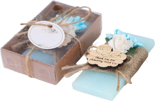 HTF Paquete de 5 Mini Jabones Personalizados con Aroma a Océano, Recuerdos de Baby Shower, Regalos de Baby Shower, Recuerdos de Jabón Perfumado