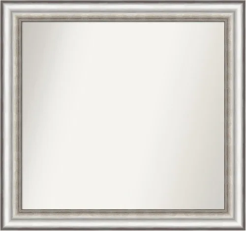 Miniatura 282 de Amanti Art Espejo de baño plateado para sobre el fregadero, 26 x 26 pulgadas, espejo cuadrado de plata antigua, marco de madera tradicional mediano