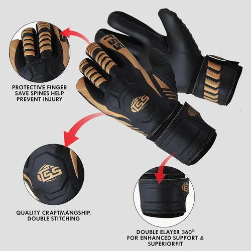 Miniatura 3 de Guantes de portero de fútbol para adultos y jóvenes, guantes de fútbol de alto rendimiento con protección Pro-Teck para la columna vertebral