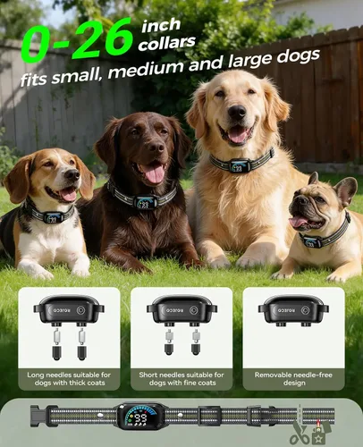 Miniatura 6 de Rojeco Collar de choque de perro 2 en 1 y collar de ladrido de perro, collar de perro remoto de 3300 pies con resistencia al agua IPX7, modos