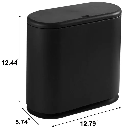 Miniatura 4 de Sooyee - Contenedor de basura de plástico rectangular con tapa a presión, para baño, tocador, dormitorio, cocina, taller, oficina, 10 litros, negro