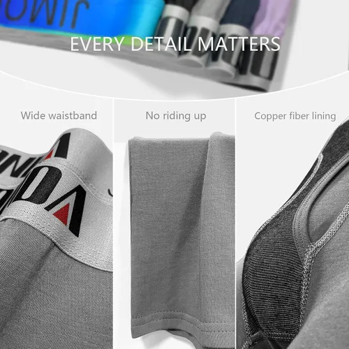 Miniatura 4 de Jimonda Paquete de ropa interior suave para hombre, transpirable, rayón de bambú y fibra de cobre, calzoncillos tipo bóxer con bolsa