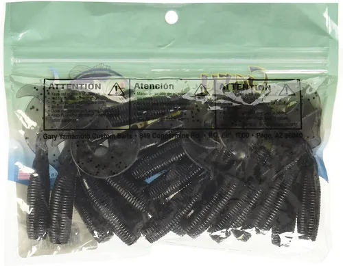 Miniatura 4 de Yamamoto Señuelos de pesca de plástico suave de 5 pulgadas con acción de rizado de cola – 20 unidades HUMO CON ESCOPA NEGRA GRANDE (20 PACK)