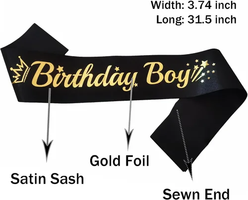 Miniatura 2 de Banda negra de cumpleaños para niño, banda de cumpleaños de lámina dorada para niños, divertidas decoraciones de fiesta de cumpleaños, 10, 11, 15