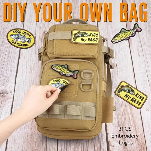 Miniatura 6 de Dovesun Mochila de pesca pequeña con cajas de aparejos, bolsa de pesca para manualidades, parches bordados, bolsa de aparejos de regalo para A