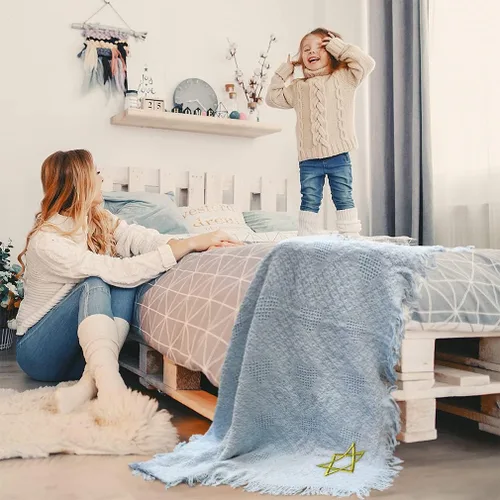 Miniatura 5 de Fastasticdeals Ropa de cama de bebé, mantas para niños y niñas Star of David Jewish B Cotton solo diseño blanco