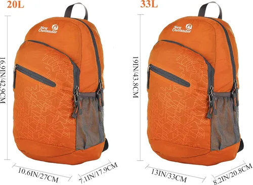 Miniatura 6 de Outlander mochila práctica, ligera, plegable, para senderismo, viajes, naranja