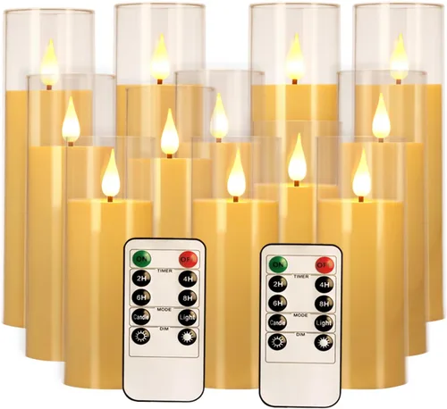Miniatura 16 de fclayvts Paquete de 24 velas LED sin llama con control remoto, velas eléctricas parpadeantes, velas temporizadoras, llama 3D, para Halloween
