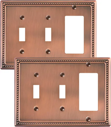 Miniatura 94 de Paquete de 4 placas de cubierta para interruptor de luz de palanca individual, cubiertas decorativas de perlas, placa de pared de metal almendra