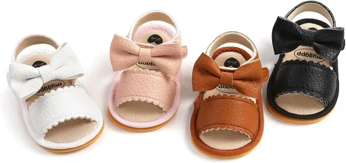 Miniatura 3 de COSANKIM Sandalias para bebé niña con suela de goma para verano para exteriores primer andador cuna zapatos de vestir para bebé