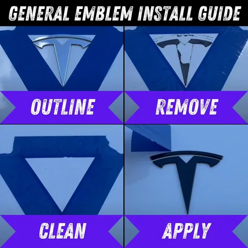 Miniatura 4 de Paquete de emblemas EVMIZE para Tesla Model 3, delantero y trasero, insignia T, negro mate y negro brillante, logotipo OEM, juego de emblemas