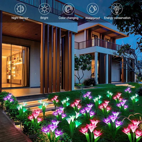 Miniatura 8 de Paquete de 4 luces solares de jardín + 4 faroles solares para exteriores
