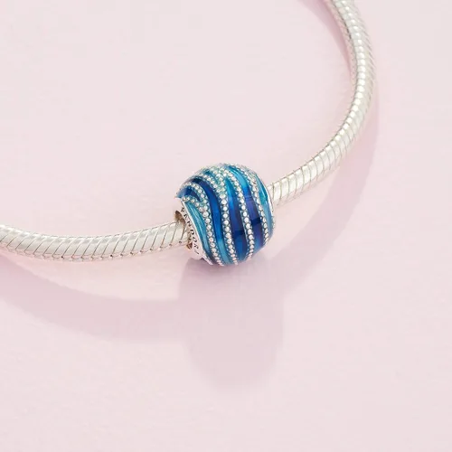 Miniatura 4 de Pandora Jewelry - Abalorio de onda azul, dije original para pulseras Pandora, perfecto para mamá, hija, hermana y más, plata de ley y esmalte