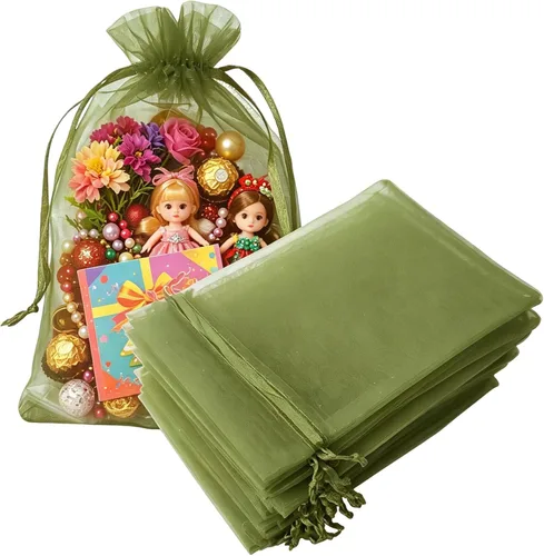 Miniatura 36 de Juego de 50 bolsas de organza de regalo con cordón azul aguamarina de 4 x 6 pulgadas para baby shower, Navidad, boda, recuerdos de fiesta, despedida