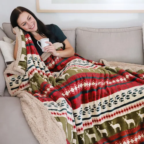 Miniatura 3 de Catalonia Manta de Sherpa de Navidad, Mantas temáticas de Navidad para sofá/cama, manta de felpa Super suave, cálida, esponjosa, cómoda, 60x80