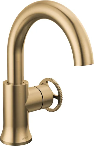 Miniatura 12 de Delta Trinsic - Grifo de baño de arco alto de 1 orificio con mango de rueda, níquel pulido, grifo de fregadero de baño de un solo agujero