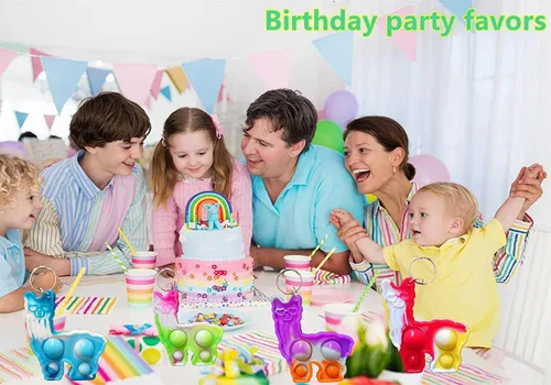 Miniatura 6 de Paquete de 30 llaveros de alpaca con diseño de arcoíris a granel, lindas llamas, de alpaca, regalo de burbujas para adultos, niños y niñas, regalos