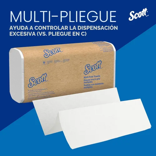 Miniatura 7 de Scott Professional Toallas de Papel Universales Multiplegadas, a Granel (03650), Bolsillos de Absorción, Blanco, Toalla de 9.2"x9.4", Comprimida