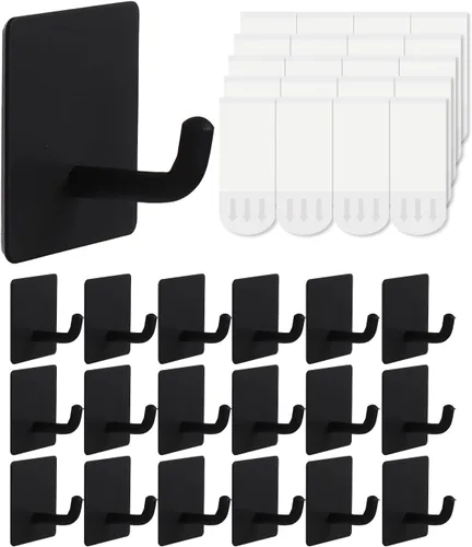 20 ganchos para toallas con tiras extraíbles para colgar, adhesivo de pared resistente, al aire libre sin daños, gancho adhesivo para baños, ducha,