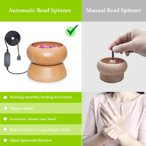 Miniatura 4 de Xmada Spinner eléctrico de cuentas – Spinner de cuentas con 2 agujas de cuentas y cuentas de semillas, kit de cuentas de cintura, girador de cuentas