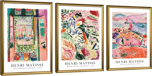 Miniatura 7 de Wieco Art Arte de Pared en Lienzo 3 Piezas Arte Abstracto de Henri Matisse Pósteres Coloridos de Matisse Impresiones en Lienzo para Decoración