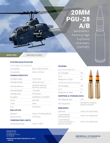 Miniatura 8 de General Dynamics 0.787 in Dummy Round OEM PGU-28A/B - SAPHEI - Coleccionistas Militares Item INERT