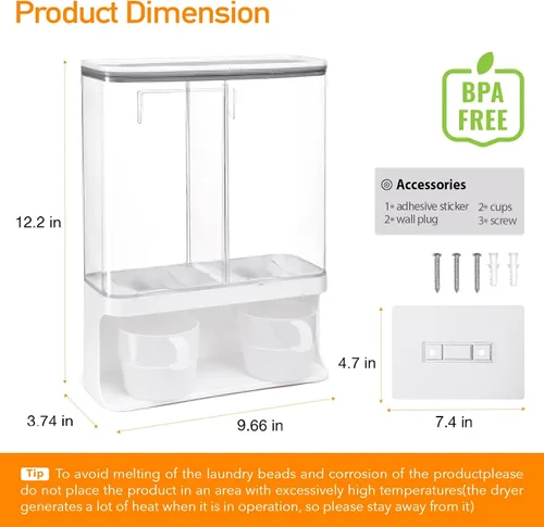 Miniatura 4 de Dispensador de detergente para ropa Conworld, dispensador de perlas potenciadoras de aroma para la organización de la lavandería, adecuado