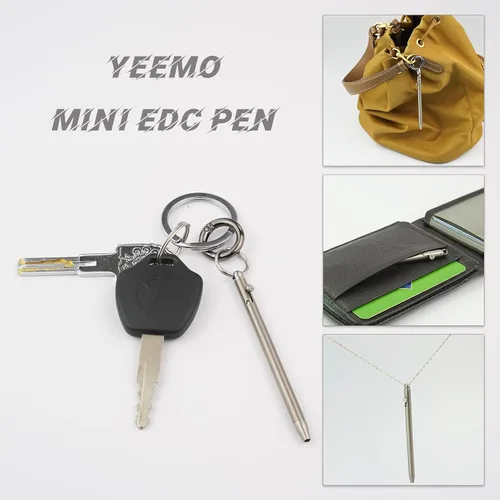 Miniatura 7 de Mini bolígrafo, bolígrafo EDC de titanio no tóxico con llavero, bolígrafo pequeño compacto y elegante