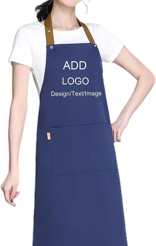 Miniatura 16 de Delantal personalizado personalizado Ropa de trabajo tela para hombres mujeres cocina delantales con bolsillos nombre texto logotipo imagen