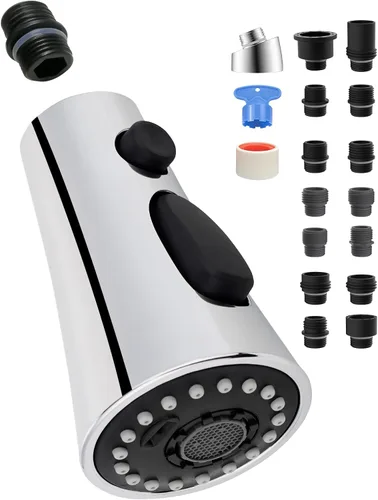 Reemplazo universal de cabezal de grifo de cocina con 15 adaptadores compatible con grifo Kohler/Moen/Delta, cabezal rociador de grifo de fregadero